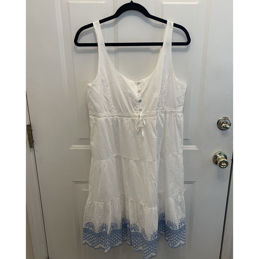 Seraphine Embroidered Eyelet Sleeveless Cotton Maternity Sundress White Womens 8